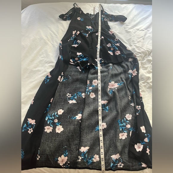 Xhilaration High-Low Off Shoulder Romper Dress in Black Floral, size Small - Picture 10 of 11